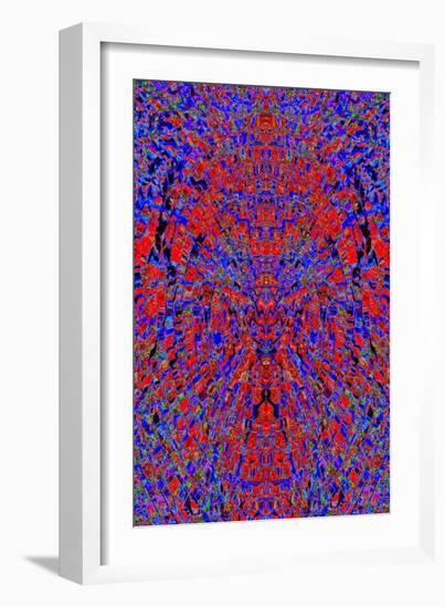 A Red and Blue Kaleidoscopic Tapestry-Ray2012-Framed Art Print