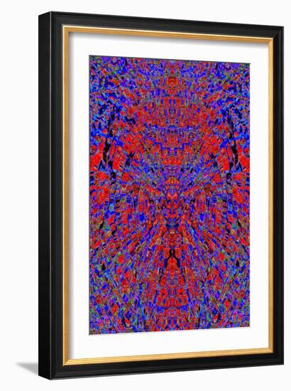 A Red and Blue Kaleidoscopic Tapestry-Ray2012-Framed Art Print