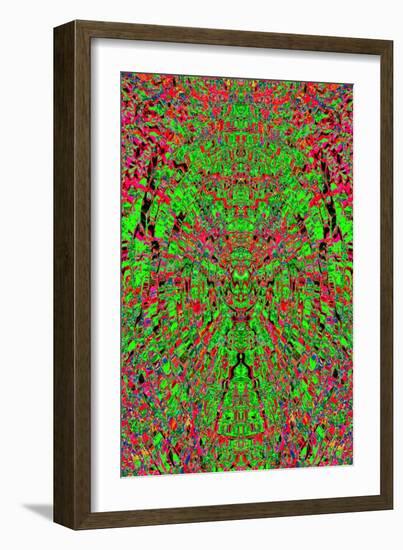 A Red and Green Kaleidoscopic Tapestry-Ray2012-Framed Art Print