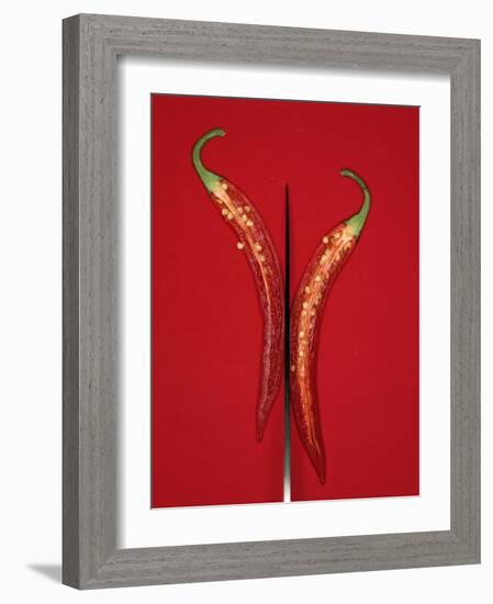A Red Chili Pepper Sliced in Half-Jan-peter Westermann-Framed Photographic Print