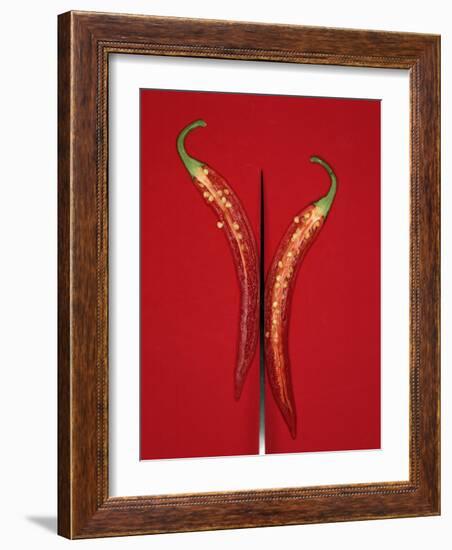 A Red Chili Pepper Sliced in Half-Jan-peter Westermann-Framed Photographic Print