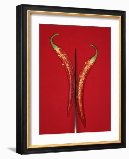 A Red Chili Pepper Sliced in Half-Jan-peter Westermann-Framed Photographic Print