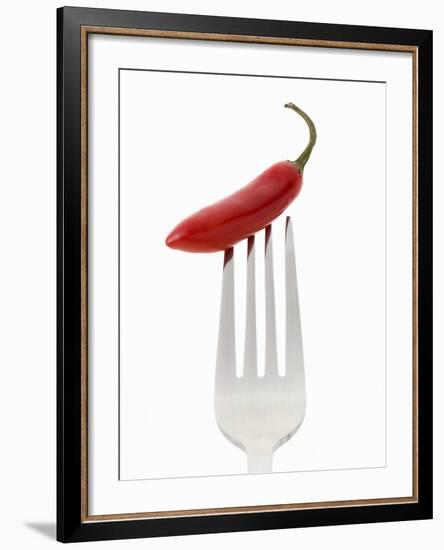 A Red Chilli on a Fork-Greg Elms-Framed Photographic Print