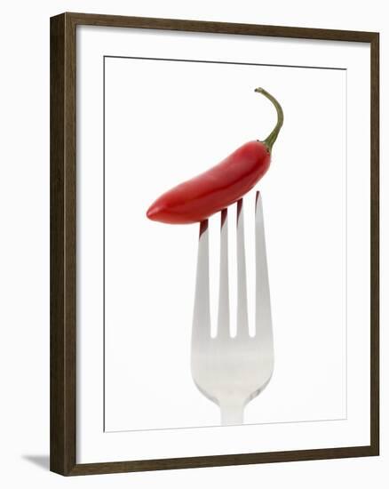 A Red Chilli on a Fork-Greg Elms-Framed Photographic Print