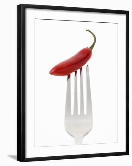 A Red Chilli on a Fork-Greg Elms-Framed Photographic Print