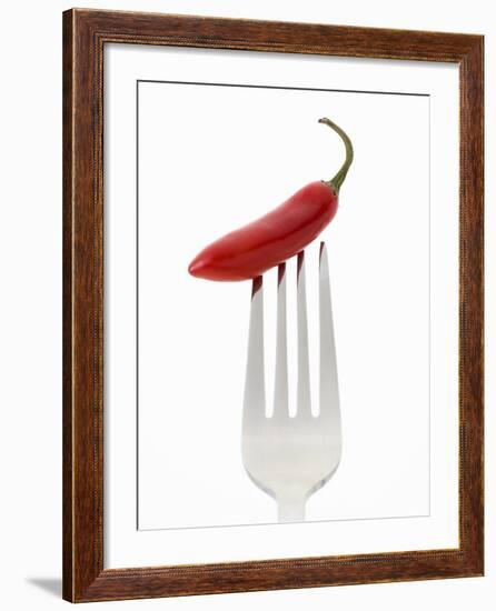 A Red Chilli on a Fork-Greg Elms-Framed Photographic Print