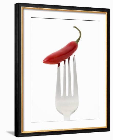 A Red Chilli on a Fork-Greg Elms-Framed Photographic Print