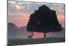 A Red Deer Buck, Cervus Elaphus, and a Tree Against a Dramatic Sky-Alex Saberi-Mounted Photographic Print