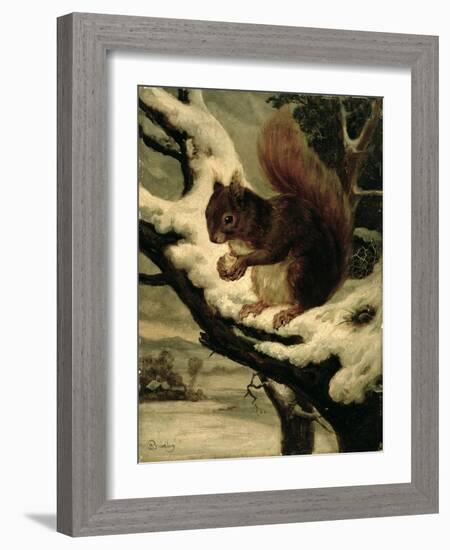 A Red Squirrel Eating a Nut-Basil Bradley-Framed Giclee Print