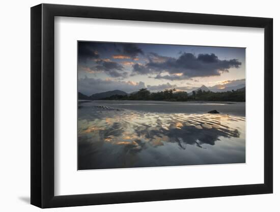 A Reflective Sunset on Praia Itamambuca, Ubatuba, Brazil-Alex Saberi-Framed Photographic Print