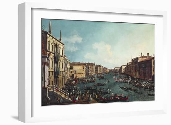 A Regatta on the Grand Canal-Canaletto-Framed Art Print