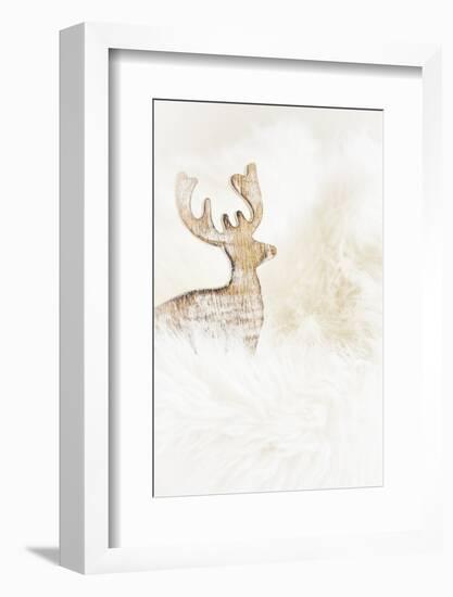 A Reindeer in a Stylised Winter Landscape. a Christmas Decoration-Petra Daisenberger-Framed Photographic Print