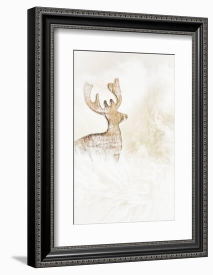 A Reindeer in a Stylised Winter Landscape. a Christmas Decoration-Petra Daisenberger-Framed Photographic Print