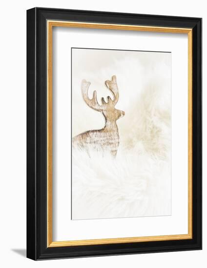 A Reindeer in a Stylised Winter Landscape. a Christmas Decoration-Petra Daisenberger-Framed Photographic Print