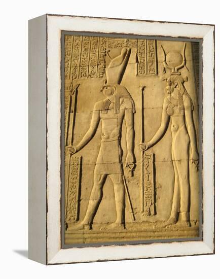 A relief depicting the god, Horus and the goddess Hathor-Werner Forman-Framed Premier Image Canvas