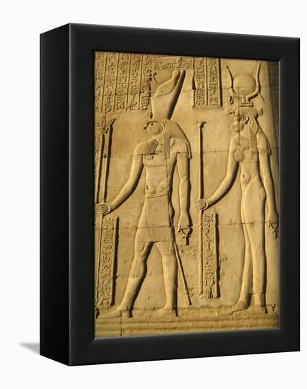 A relief depicting the god, Horus and the goddess Hathor-Werner Forman-Framed Premier Image Canvas