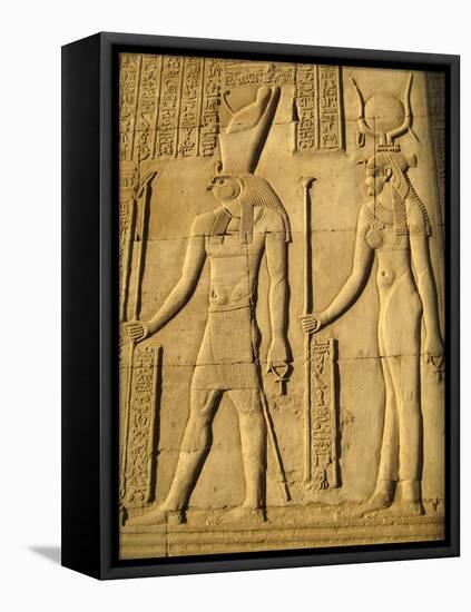 A relief depicting the god, Horus and the goddess Hathor-Werner Forman-Framed Premier Image Canvas