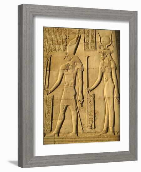 A relief depicting the god, Horus and the goddess Hathor-Werner Forman-Framed Giclee Print