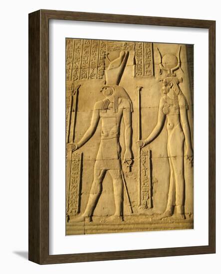 A relief depicting the god, Horus and the goddess Hathor-Werner Forman-Framed Giclee Print