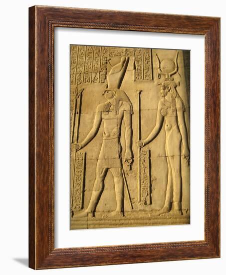 A relief depicting the god, Horus and the goddess Hathor-Werner Forman-Framed Giclee Print