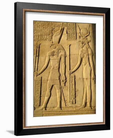 A relief depicting the god, Horus and the goddess Hathor-Werner Forman-Framed Giclee Print