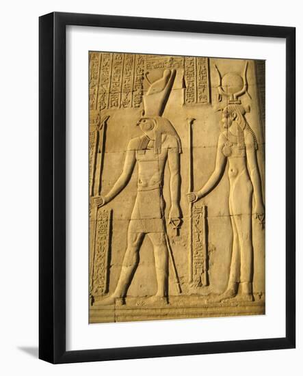 A relief depicting the god, Horus and the goddess Hathor-Werner Forman-Framed Giclee Print