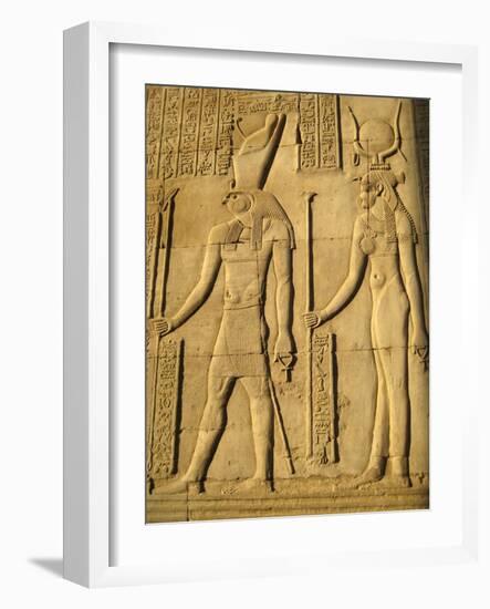 A relief depicting the god, Horus and the goddess Hathor-Werner Forman-Framed Giclee Print