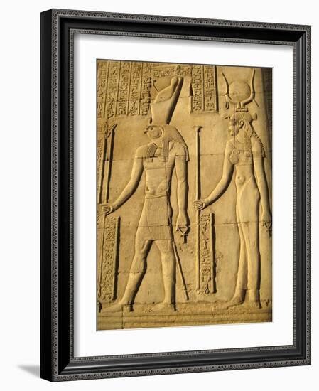 A relief depicting the god, Horus and the goddess Hathor-Werner Forman-Framed Giclee Print