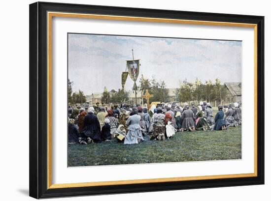 A Religious Procession in a Village, Russia, C1890-Gillot-Framed Giclee Print