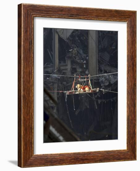 A Rescue Dog Is Transported Out of the Debris of the World Trade Center-Stocktrek Images-Framed Photographic Print