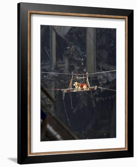 A Rescue Dog Is Transported Out of the Debris of the World Trade Center-Stocktrek Images-Framed Photographic Print