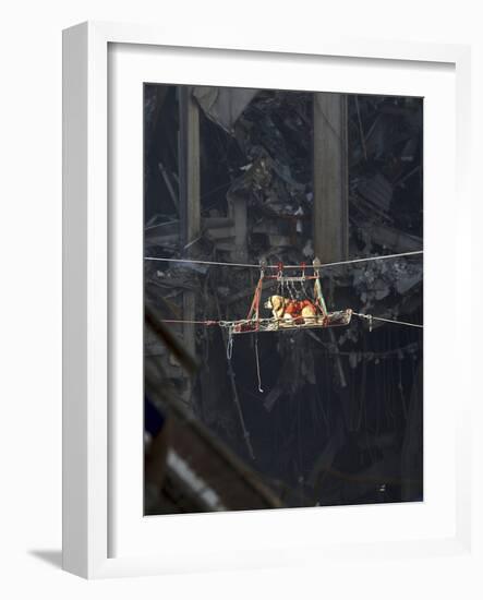 A Rescue Dog Is Transported Out of the Debris of the World Trade Center-Stocktrek Images-Framed Photographic Print