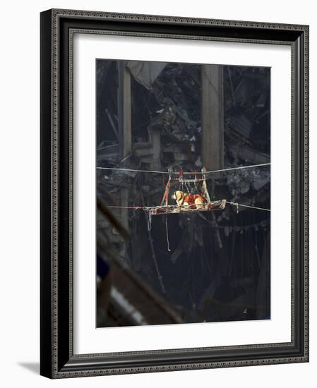 A Rescue Dog Is Transported Out of the Debris of the World Trade Center-Stocktrek Images-Framed Photographic Print