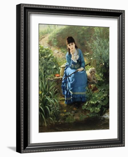 A Rest by the Pool-Friedrich Peter Hiddeman-Framed Giclee Print