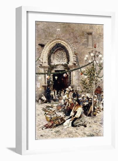 A Rest from the Festival (Oil on Canvas)-Cesare Tiratelli-Framed Giclee Print