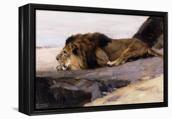 A Resting Lion-Wilhelm Kuhnert-Framed Premier Image Canvas