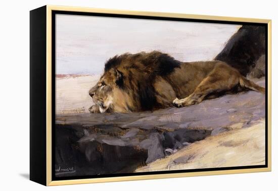 A Resting Lion-Wilhelm Kuhnert-Framed Premier Image Canvas