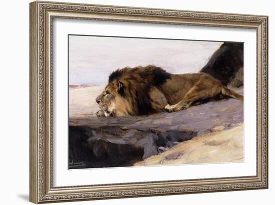 A Resting Lion-Wilhelm Kuhnert-Framed Giclee Print