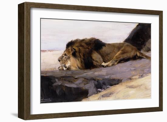 A Resting Lion-Wilhelm Kuhnert-Framed Giclee Print