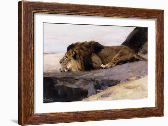 A Resting Lion-Wilhelm Kuhnert-Framed Giclee Print