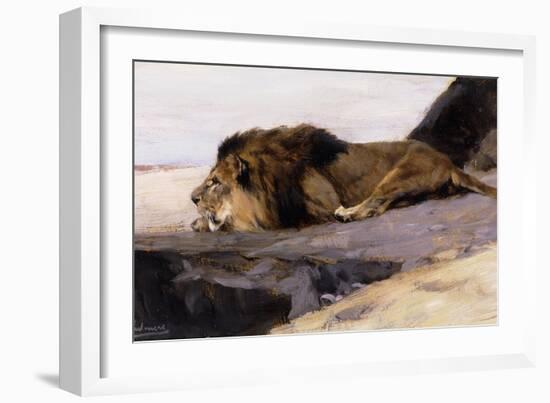 A Resting Lion-Wilhelm Kuhnert-Framed Giclee Print