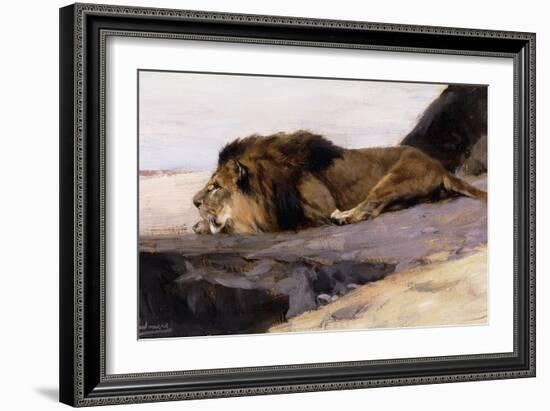 A Resting Lion-Wilhelm Kuhnert-Framed Giclee Print