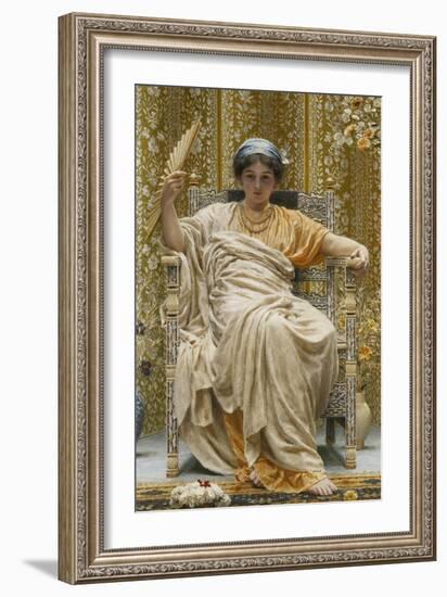 A Revery- a Look of Sadness on a Restful Face - She Hath No Cares - a Thing Hereditary in the…-Albert Joseph Moore-Framed Giclee Print