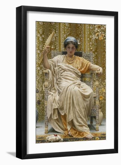 A Revery- a Look of Sadness on a Restful Face - She Hath No Cares - a Thing Hereditary in the…-Albert Joseph Moore-Framed Giclee Print