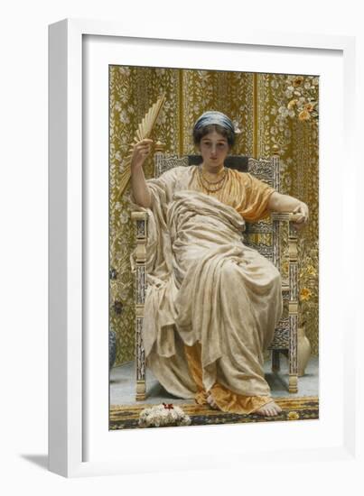 A Revery- a Look of Sadness on a Restful Face - She Hath No Cares - a Thing Hereditary in the…-Albert Joseph Moore-Framed Giclee Print