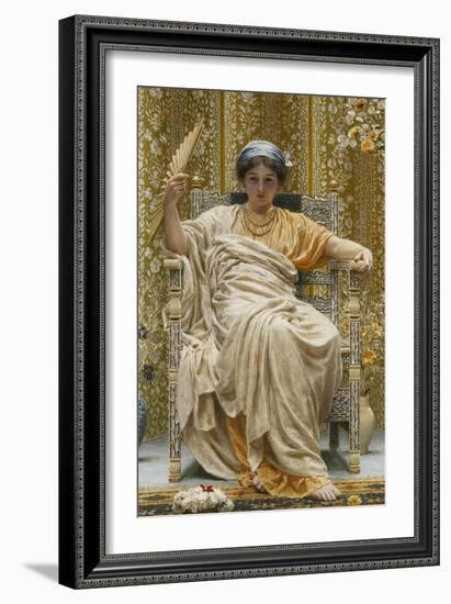 A Revery- a Look of Sadness on a Restful Face - She Hath No Cares - a Thing Hereditary in the…-Albert Joseph Moore-Framed Giclee Print