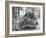 A Rex Motorcycle Being Used by Firemen-null-Framed Photographic Print