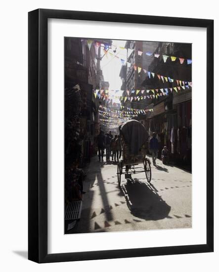 A Rickshaw Driving Through the Streets of Kathmandu, Nepal, Asia-John Woodworth-Framed Photographic Print