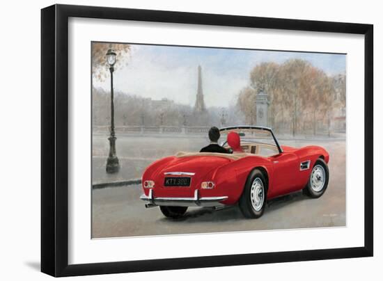 A Ride in Paris III Red Car-Marco Fabiano-Framed Premium Giclee Print