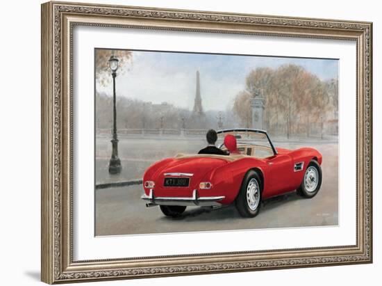 A Ride in Paris III Red Car-Marco Fabiano-Framed Art Print